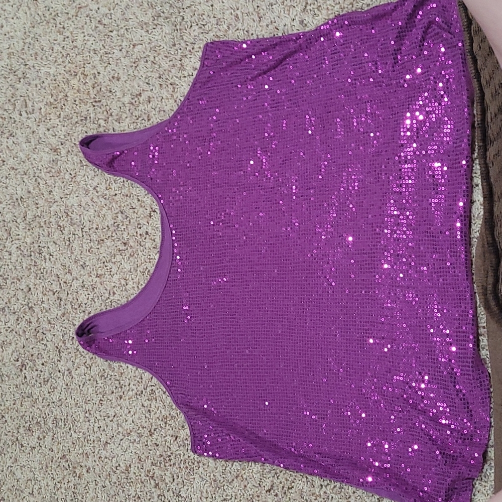 2x purple sequin top
